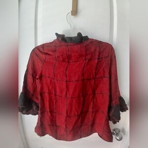 Ali Miles Red and Black Checkered Top